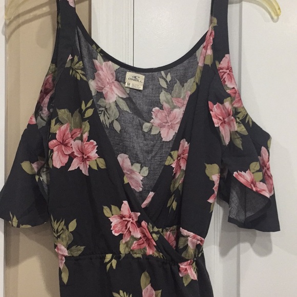 Lulu’s CHARCOAL GREY FLORAL WRAP DRESS - Picture 6 of 8